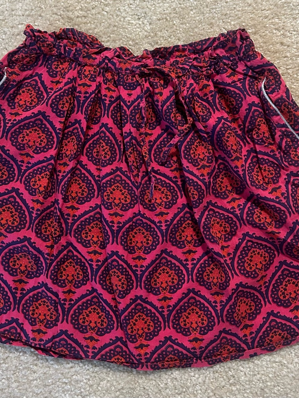 Peek Pink and Purple Paisley Print Elastic Waist Skirt